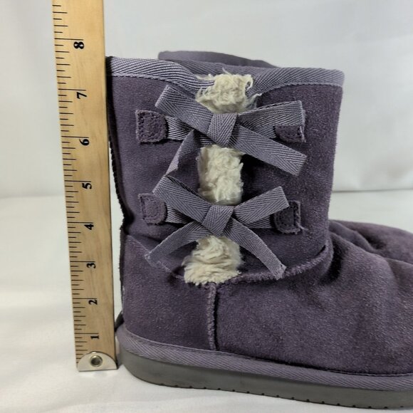 Koolaburra UGG Victoria Short 1019372 Elderberry Purple 3 Kids Suede Lined Boots - Picture 4 of 14
